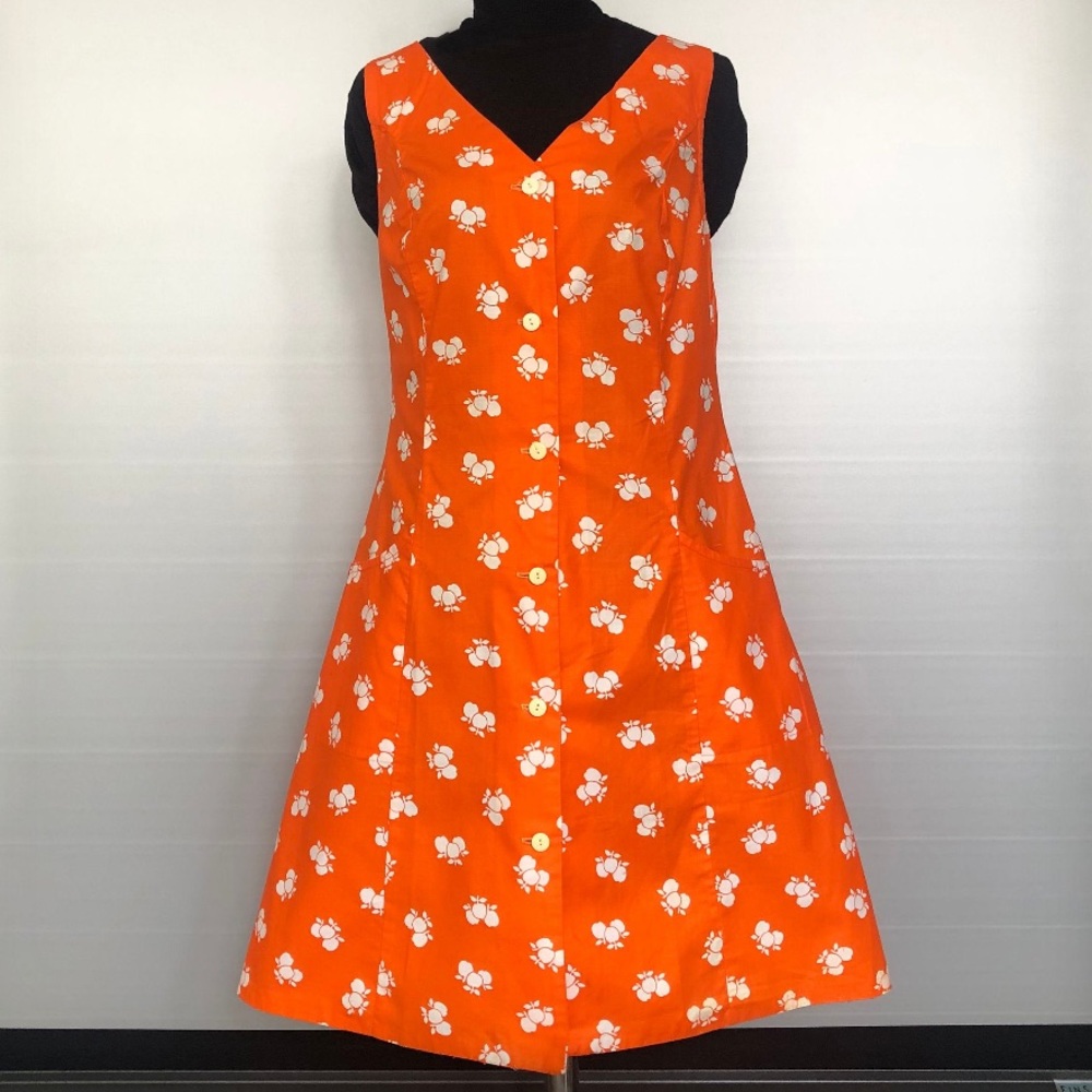 Orange Vintage Apple Print Dress
